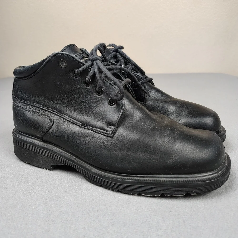 Vintage Dr Martens DMs Work Boots Men 9 Black Leather Industrial Made In England